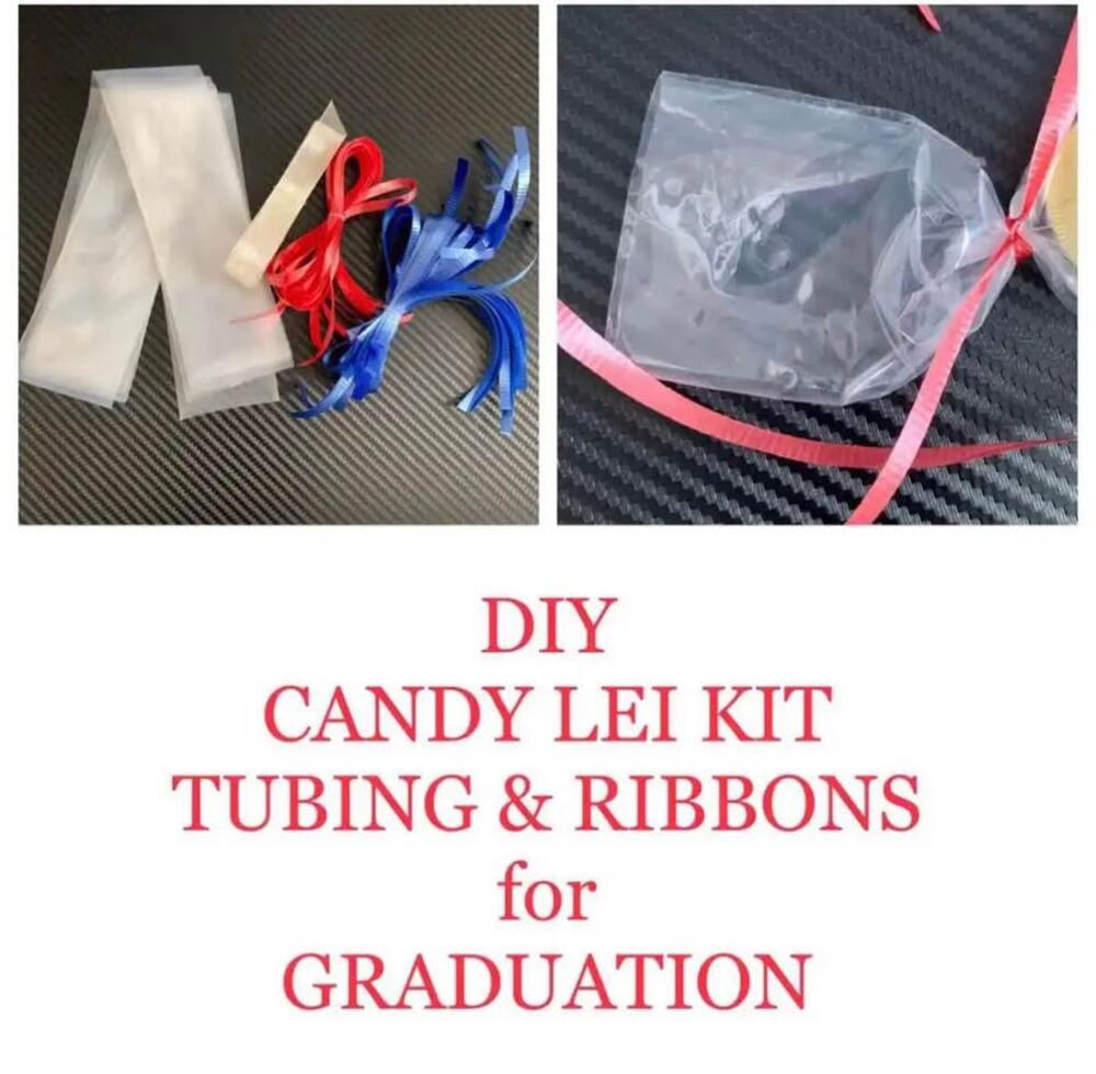 Make your own LEI KIT CANDY LEI for GRADUATION - 5 ft Tubing & 2 Color Ribbons